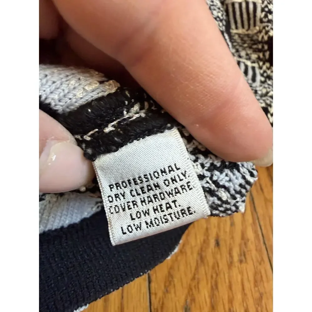 St. John Collection Sweater Womens 2 Black White Check Knit Full Zip Jacket